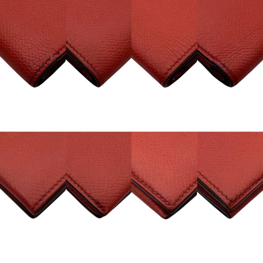 【美品】エルメス ベアンコンパクト エプソン 二つ折り財布 ルージュカザック