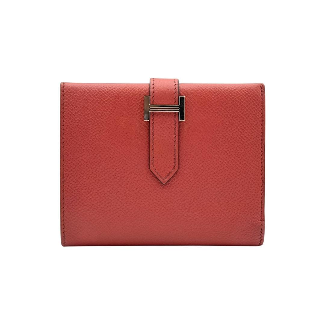【美品】エルメス ベアンコンパクト エプソン 二つ折り財布 ルージュカザック