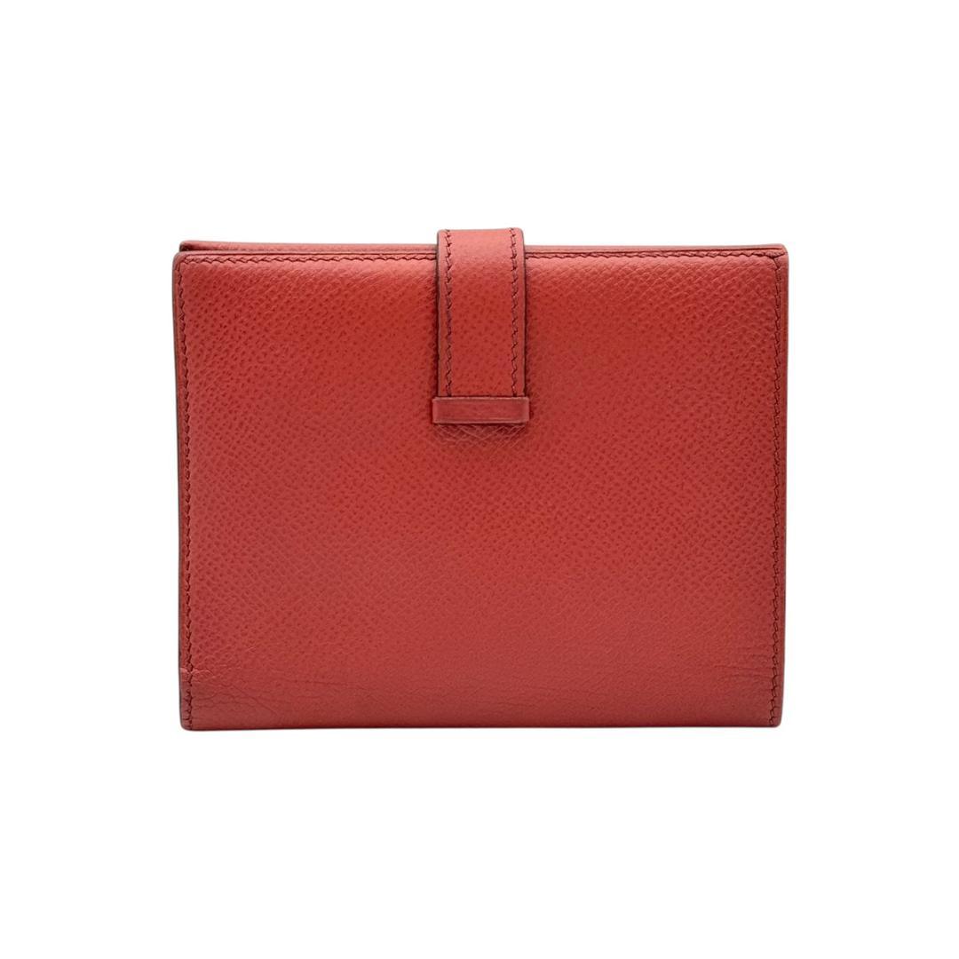 【美品】エルメス ベアンコンパクト エプソン 二つ折り財布 ルージュカザック