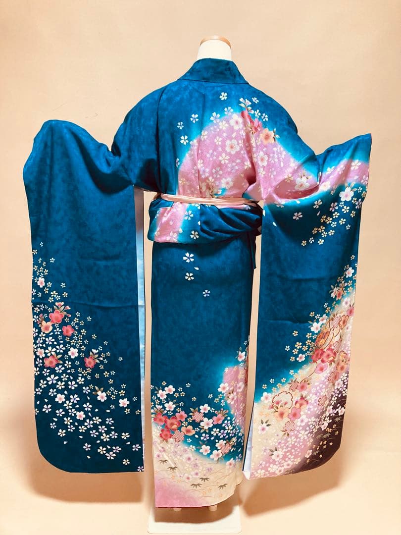 青地振袖 古典柄 振袖のみ販売 仕立て上がり振袖