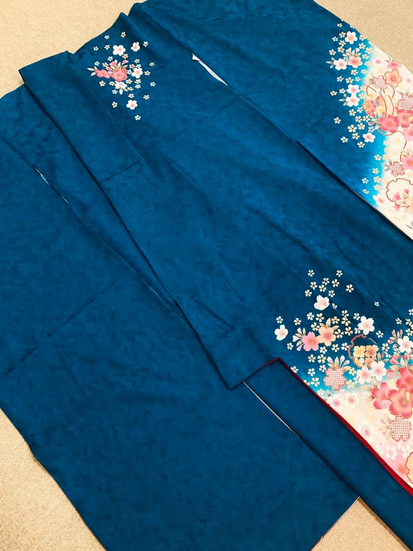 青地振袖 古典柄 振袖のみ販売 仕立て上がり振袖