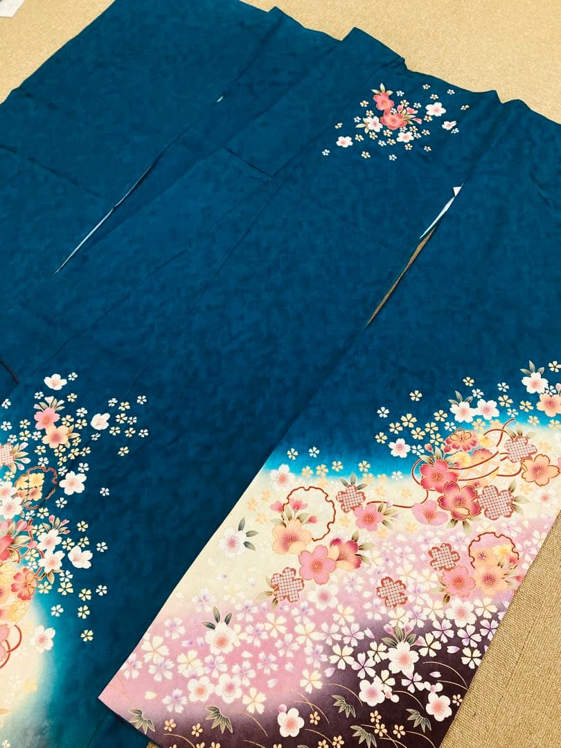 青地振袖 古典柄 振袖のみ販売 仕立て上がり振袖