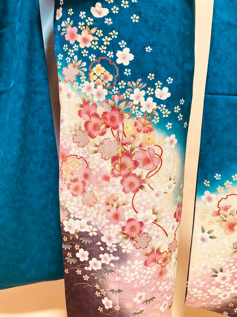 青地振袖 古典柄 振袖のみ販売 仕立て上がり振袖