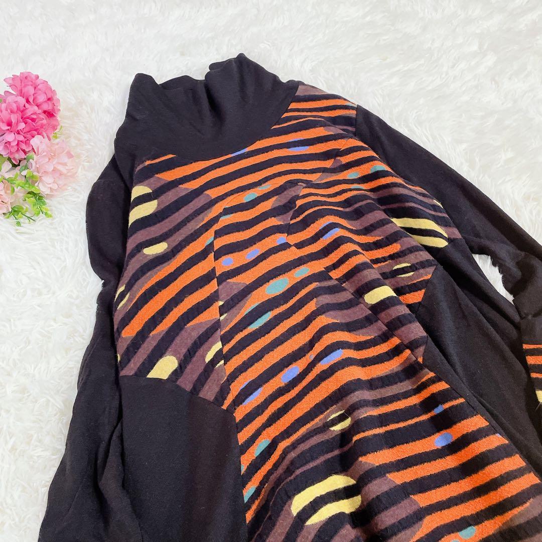 美品　エイココンドウ　ハイネック　ウール混　チュニックワンピース　42