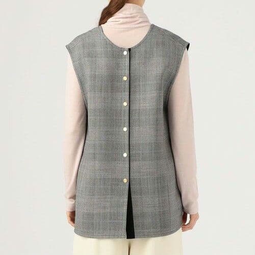 美品 トゥモローランド ウールシルクブロックトゥース 4-wayジレ S 36