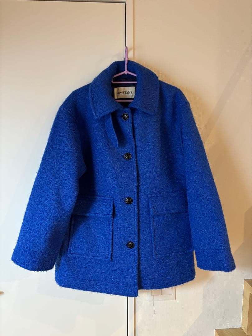 美品▲Ray BEAMS / ループ シャギー ハーフ コート