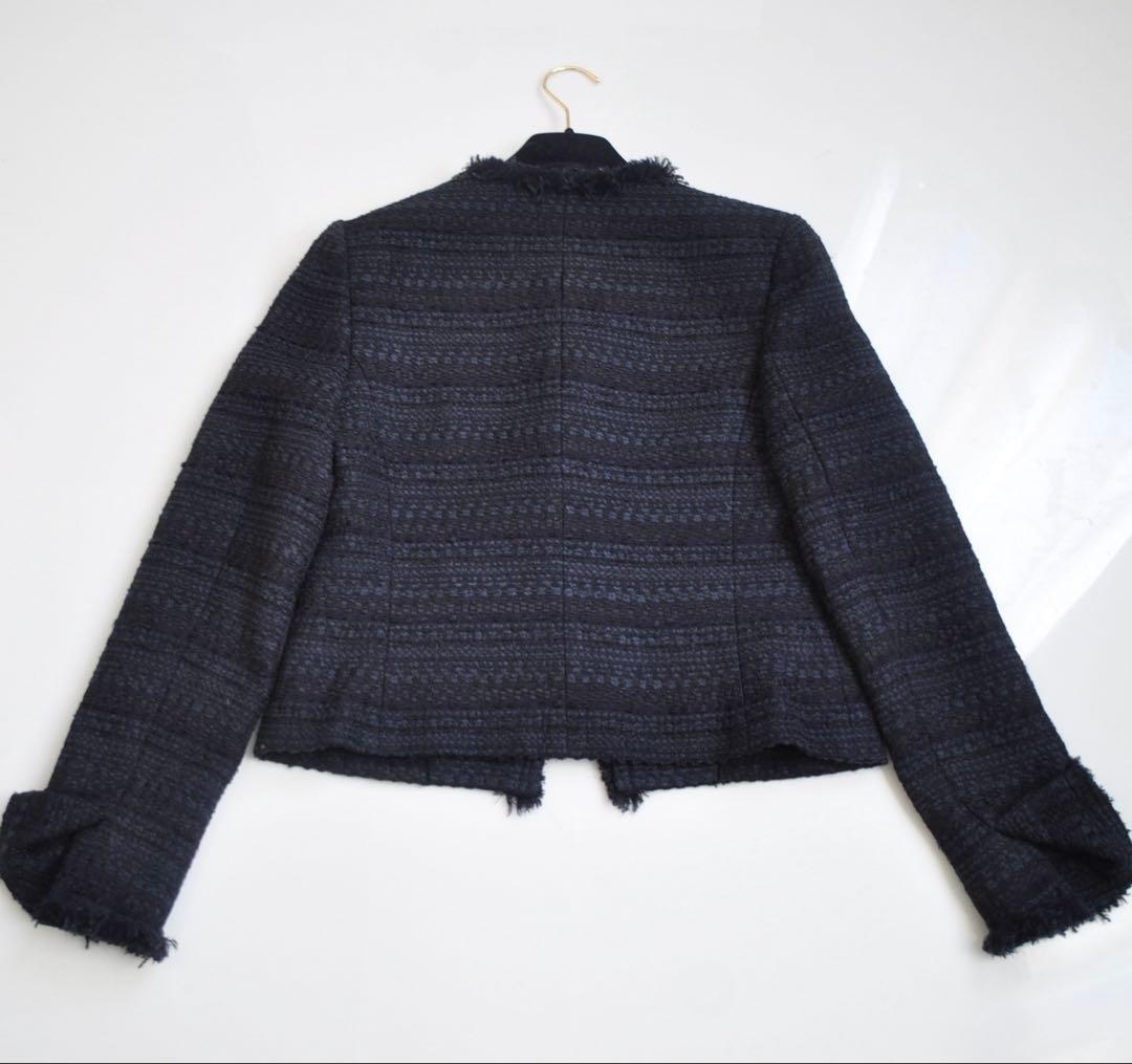 エストネーション ♡ ノーカラーツイードジャケット ネイビー