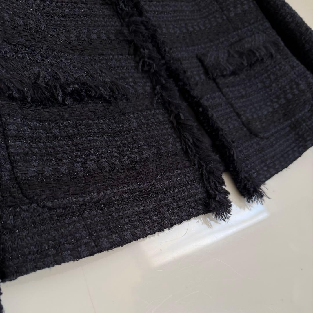 エストネーション ♡ ノーカラーツイードジャケット ネイビー