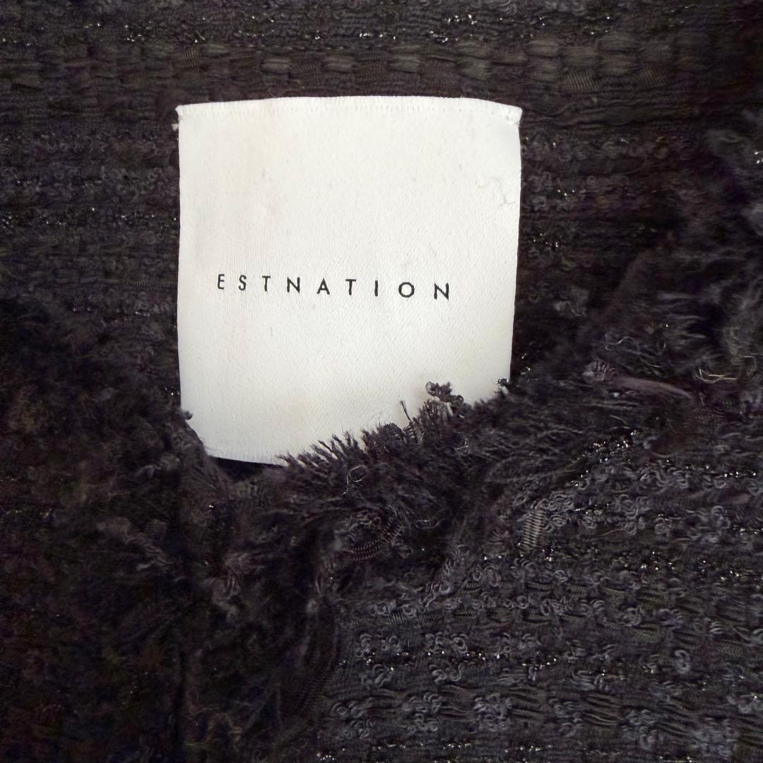 エストネーション ♡ ノーカラーツイードジャケット ネイビー