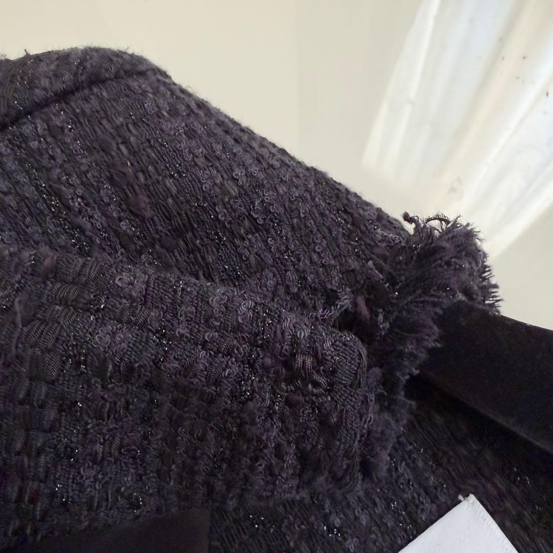 エストネーション ♡ ノーカラーツイードジャケット ネイビー