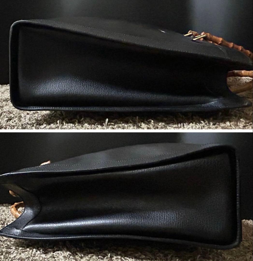 極美品グッチ GUCCI ハンドバッグ バンブー ダイアナ レザー ブラック