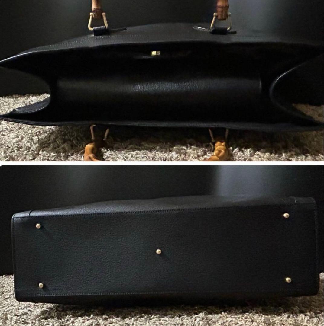 極美品グッチ GUCCI ハンドバッグ バンブー ダイアナ レザー ブラック