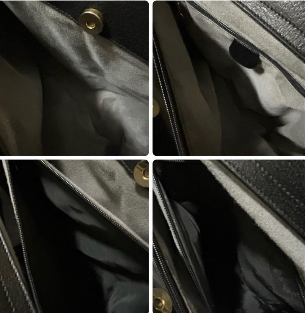 極美品グッチ GUCCI ハンドバッグ バンブー ダイアナ レザー ブラック