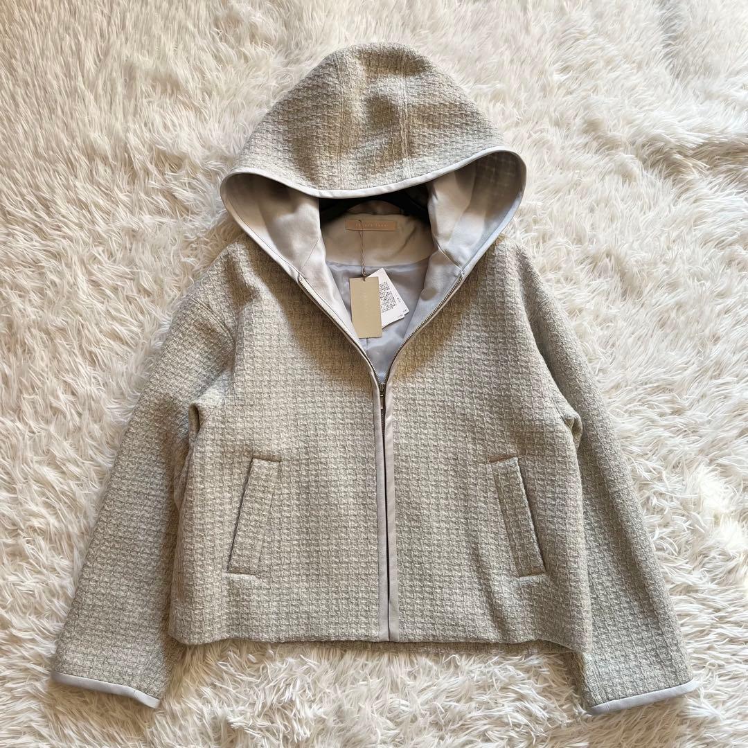 タグ付き✨ 25年モデル セオリーリュクス ツイード フーデッドブルゾン 38