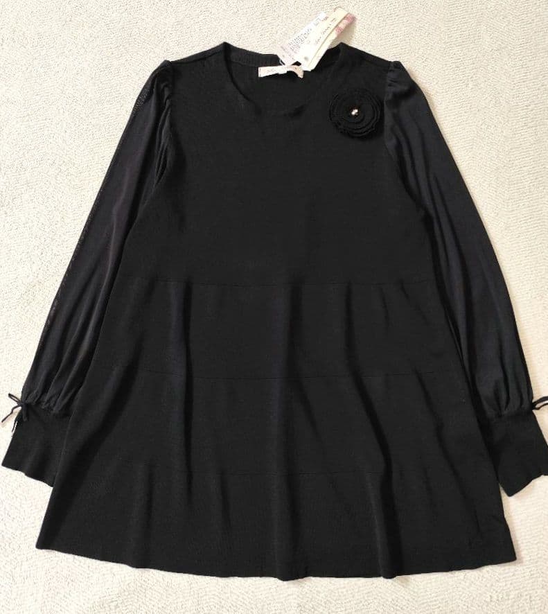 【タグ付き未使用品】SUPER BEAUTY ニット チュニック 袖パワーネット