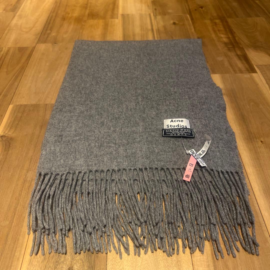 旧ロゴAcne Studios グレー フリンジマフラー