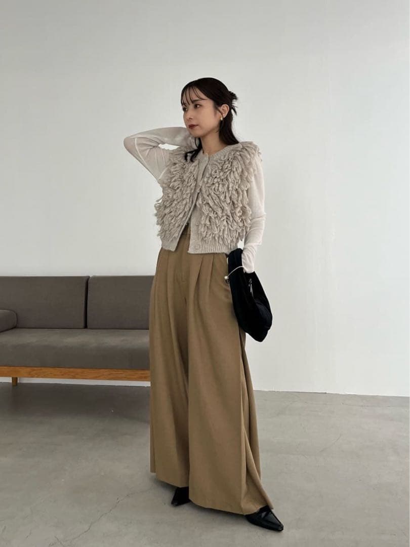 CAPRICIEUX LE'MAGE フリンジベスト（グレージュ）