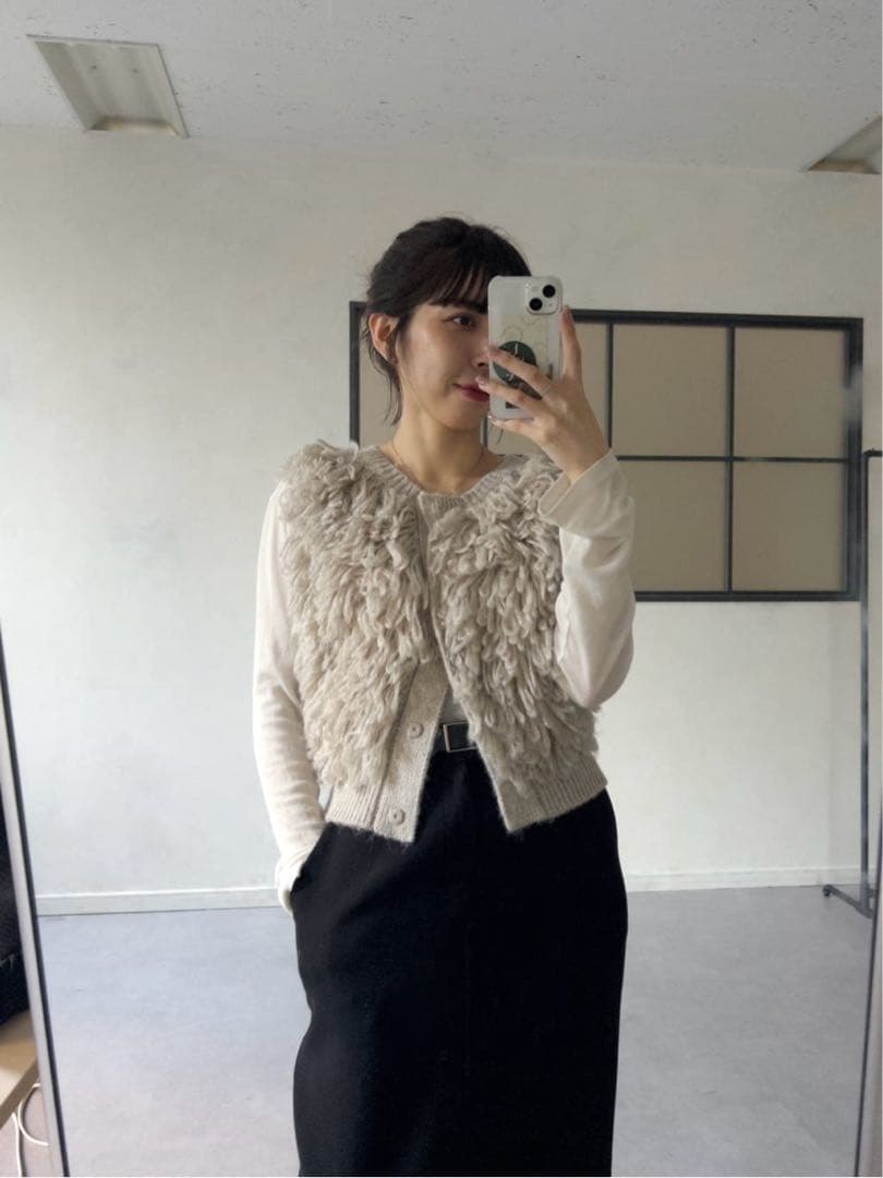 CAPRICIEUX LE'MAGE フリンジベスト（グレージュ）