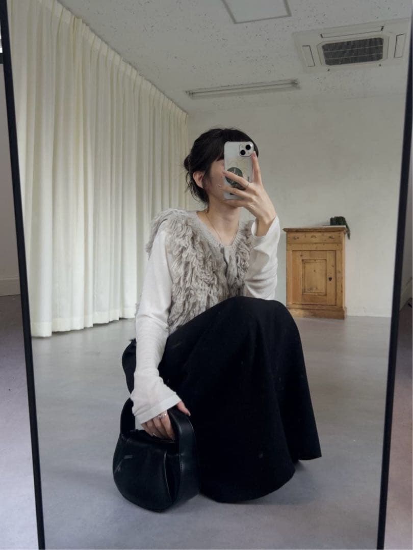 CAPRICIEUX LE'MAGE フリンジベスト（グレージュ）