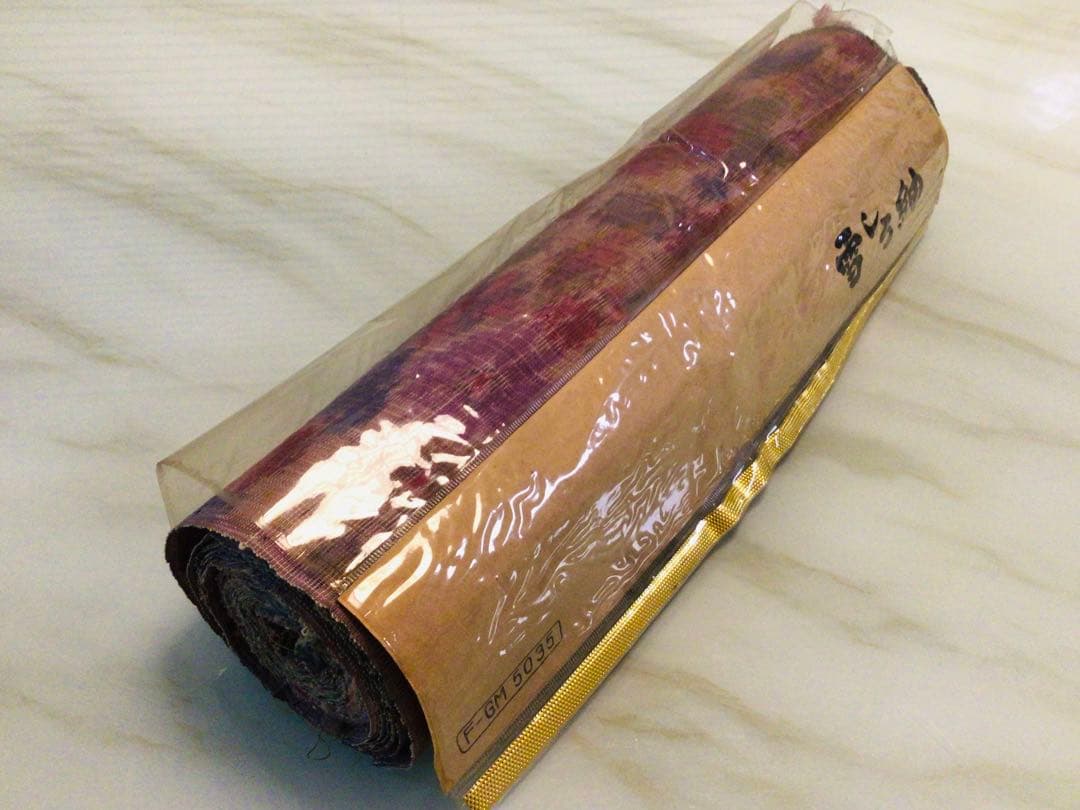 ◉旧家整理品◉手織 雪しろ紬 反物 着物 花柄 一反