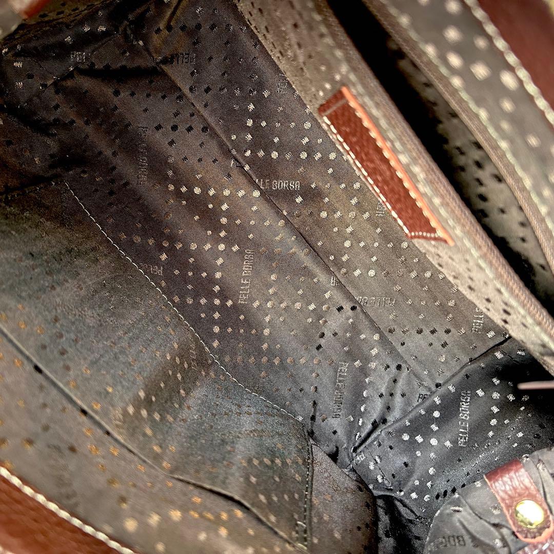 極美品✨ ペレボルサ 2wayハンドバッグ ター 本革 シュリンクレザー