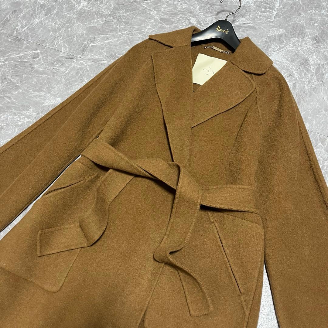 美品ドゥクラッセカシミヤ混ウールリバー／チェスターコート