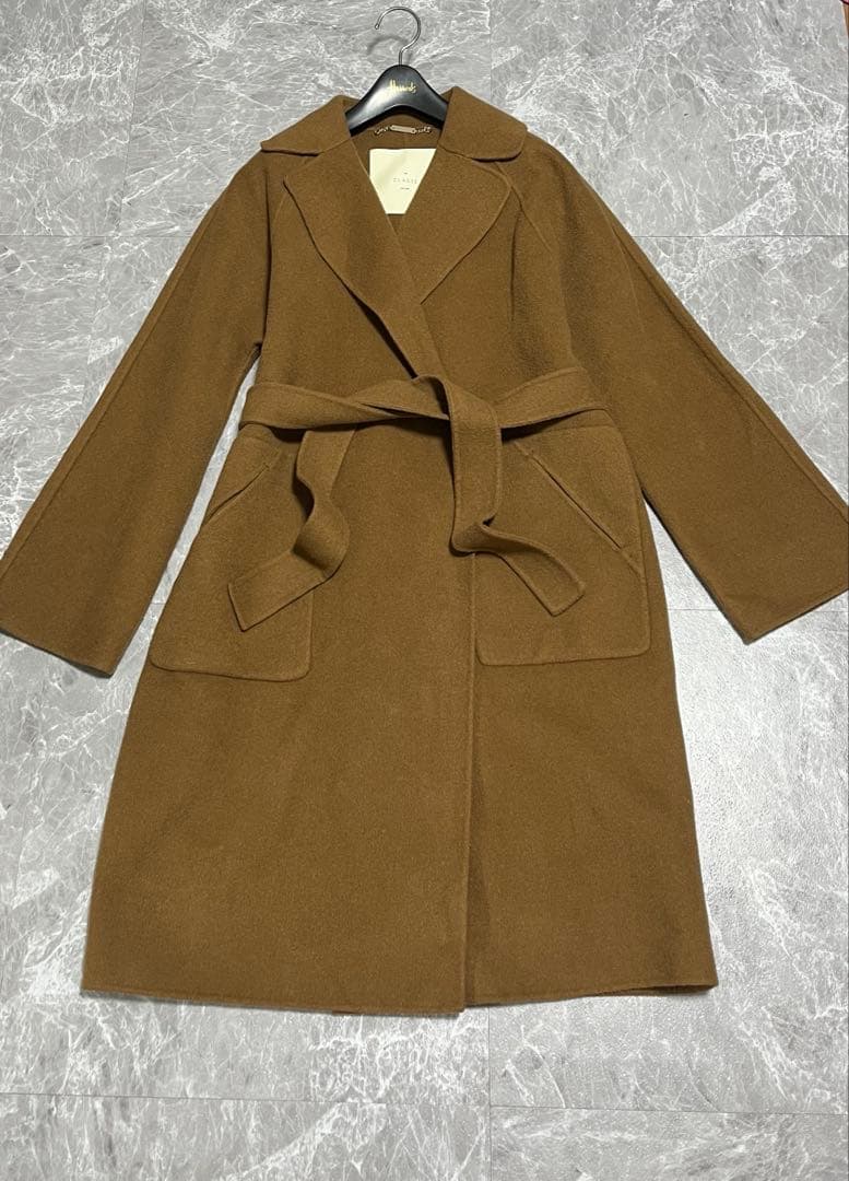 美品ドゥクラッセカシミヤ混ウールリバー／チェスターコート