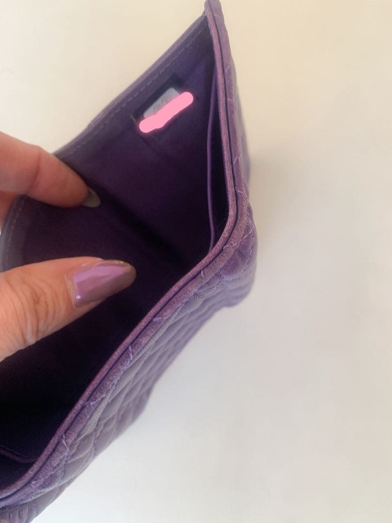 シャネル♡CHANEL 紫 キルティング 三つ折り財布