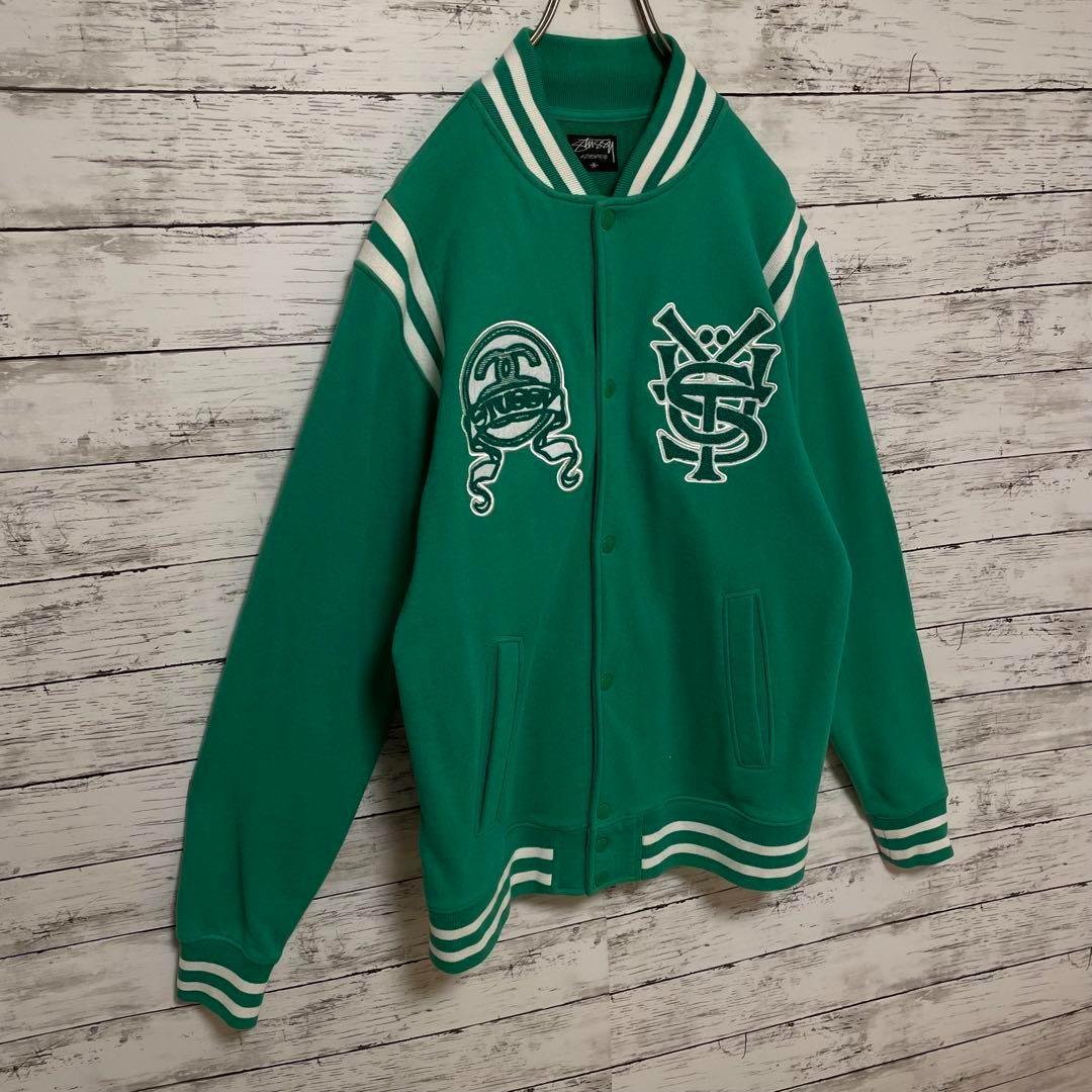 425【入手困難】ステューシー♤刺繍ビッグロゴ　スタジャン　即完売モデル　美品