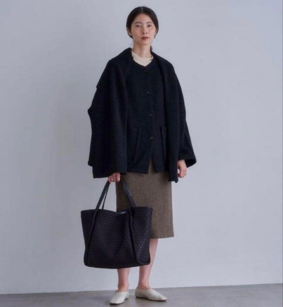 LAQUOH Kagome エンボス加工 L ブラックトートバッグ