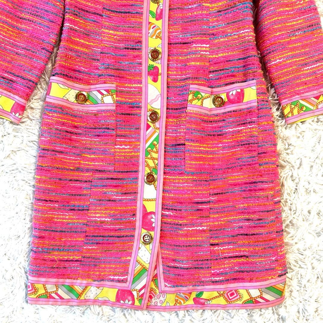 レオナールパリ LEONARD ロングワンピース コート ツイード 金ボタン