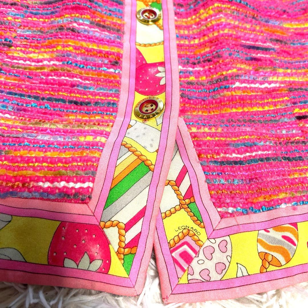 レオナールパリ LEONARD ロングワンピース コート ツイード 金ボタン