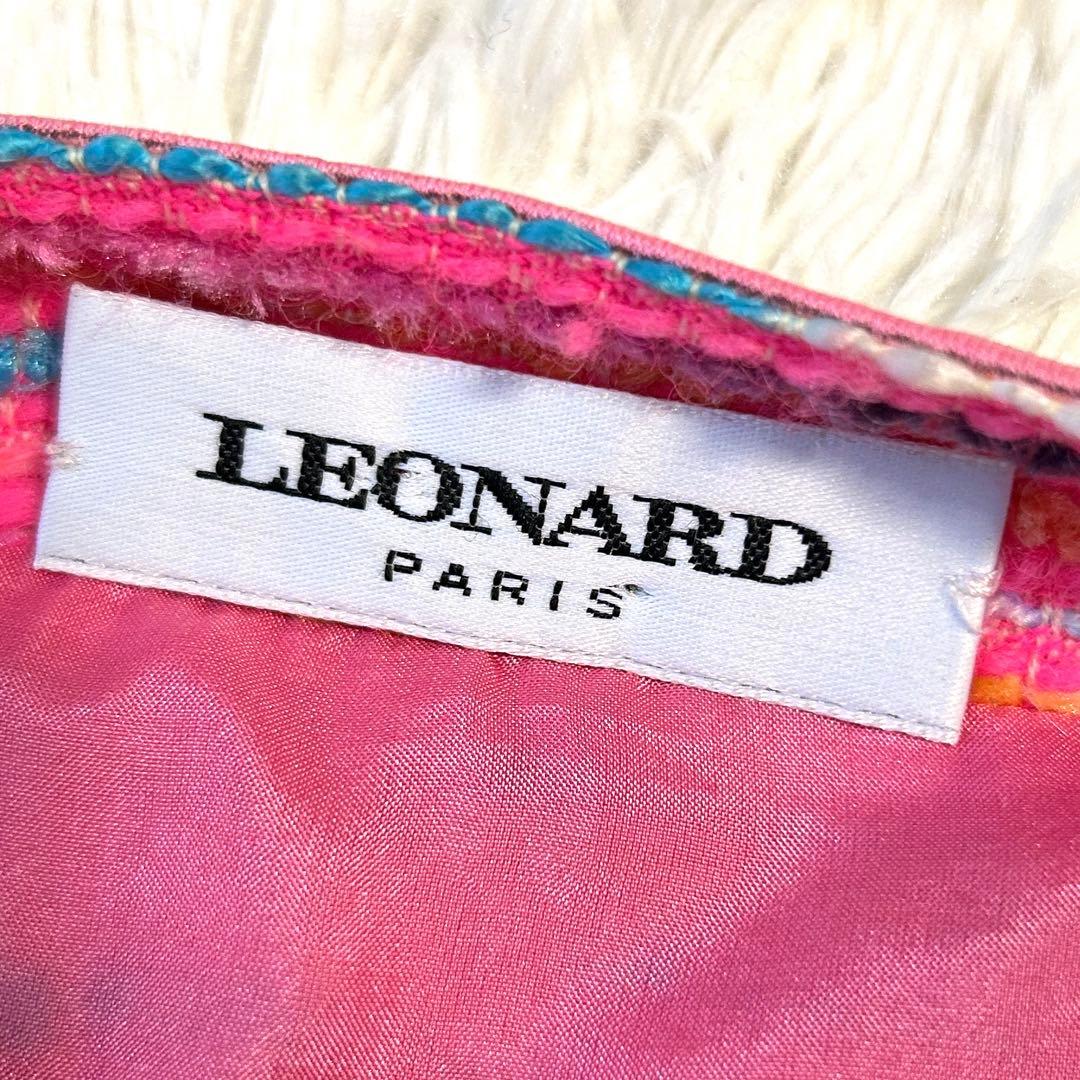 レオナールパリ LEONARD ロングワンピース コート ツイード 金ボタン
