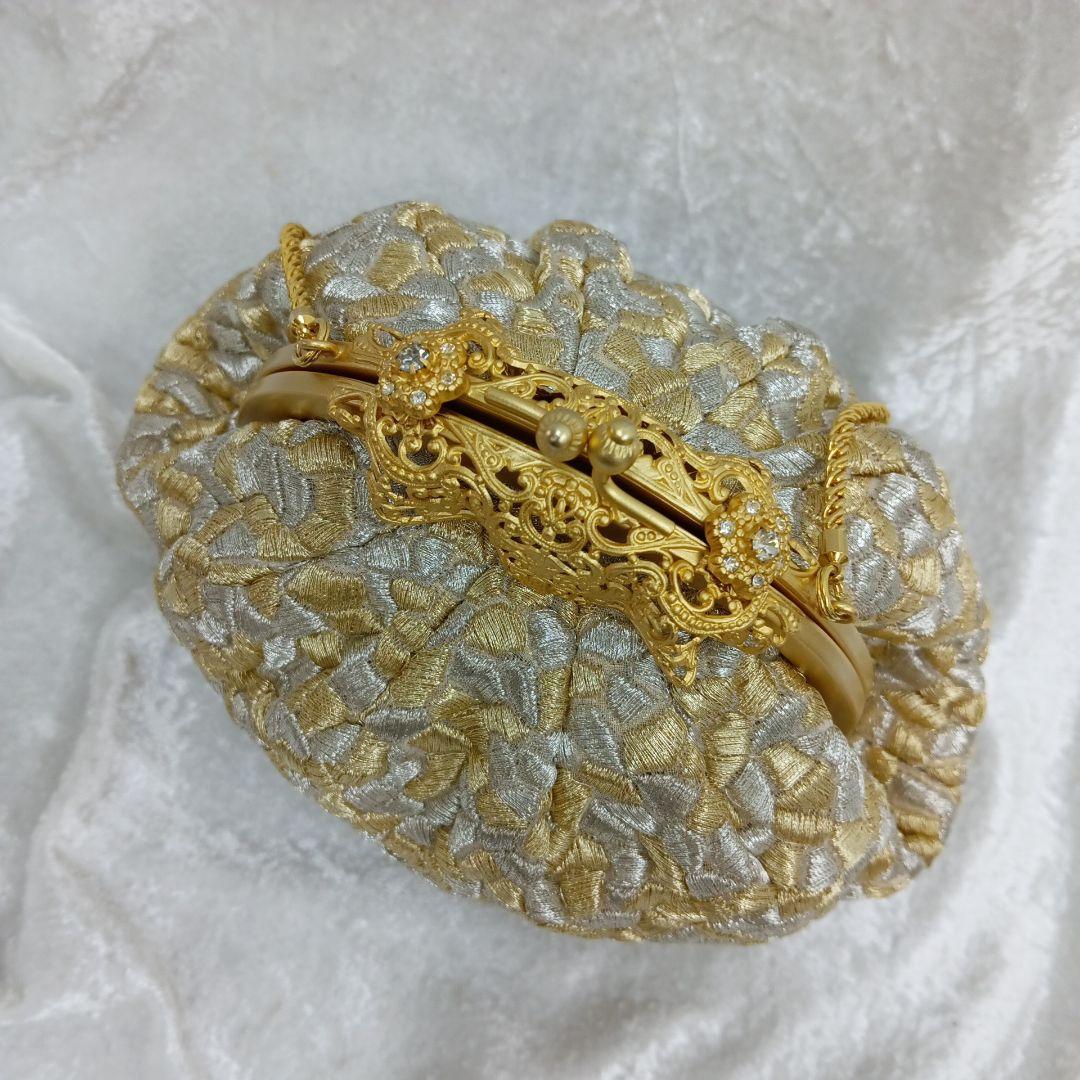 夢つづれ 高級和装バッグ 金銀系 巾着型　FORSTER