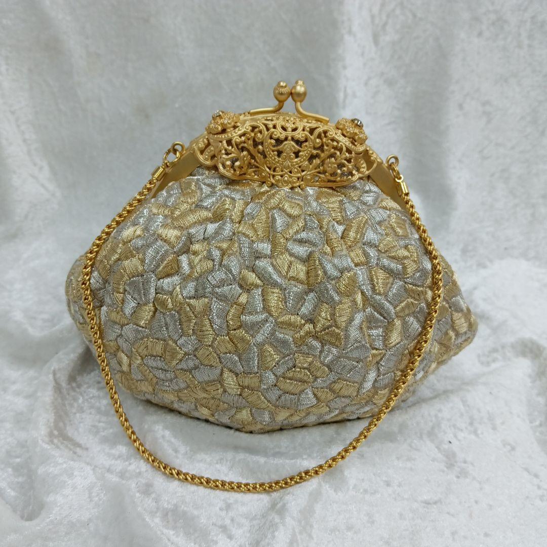 夢つづれ 高級和装バッグ 金銀系 巾着型　FORSTER