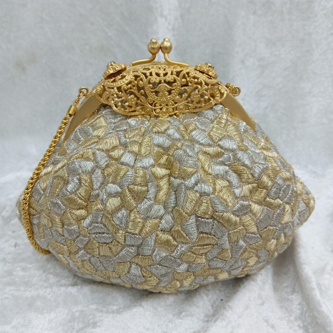 夢つづれ 高級和装バッグ 金銀系 巾着型　FORSTER