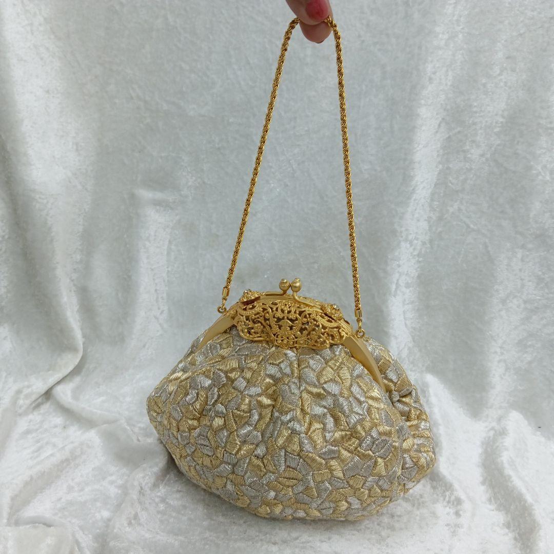 夢つづれ 高級和装バッグ 金銀系 巾着型　FORSTER