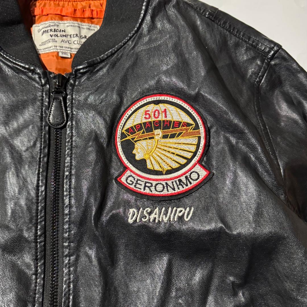 レ*ツ様 90s Leather Indian head MA-1 jacket