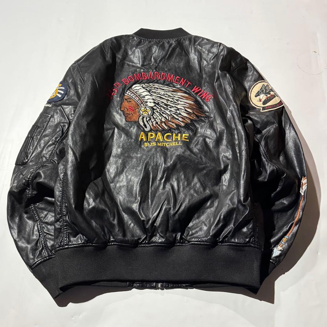 レ*ツ様 90s Leather Indian head MA-1 jacket