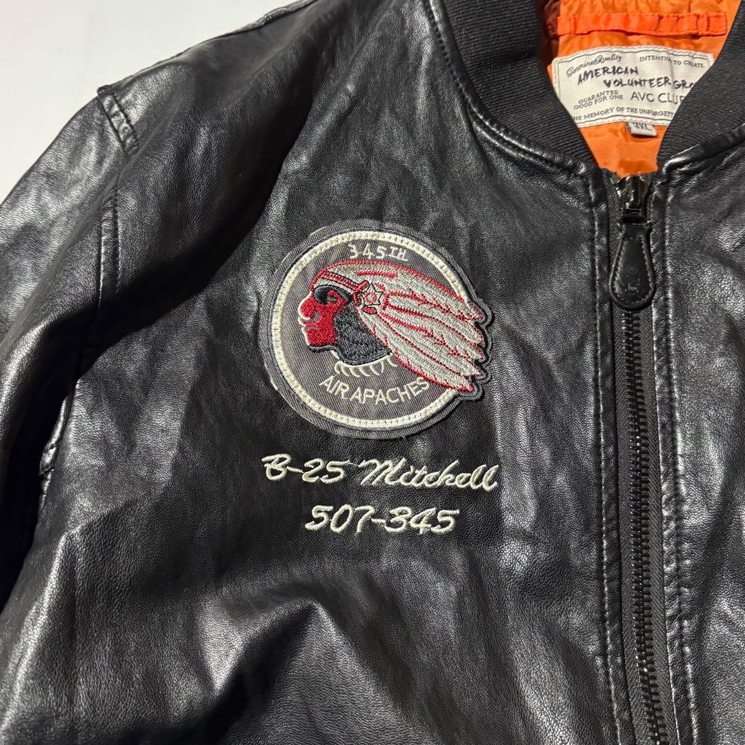 レ*ツ様 90s Leather Indian head MA-1 jacket