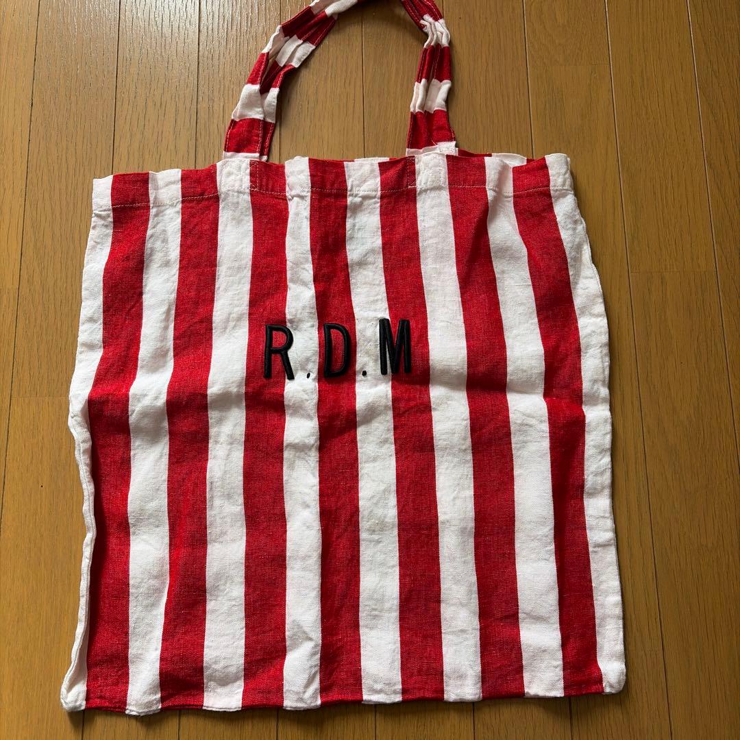 R.D.M. 赤と白ストライプ トートバッグ