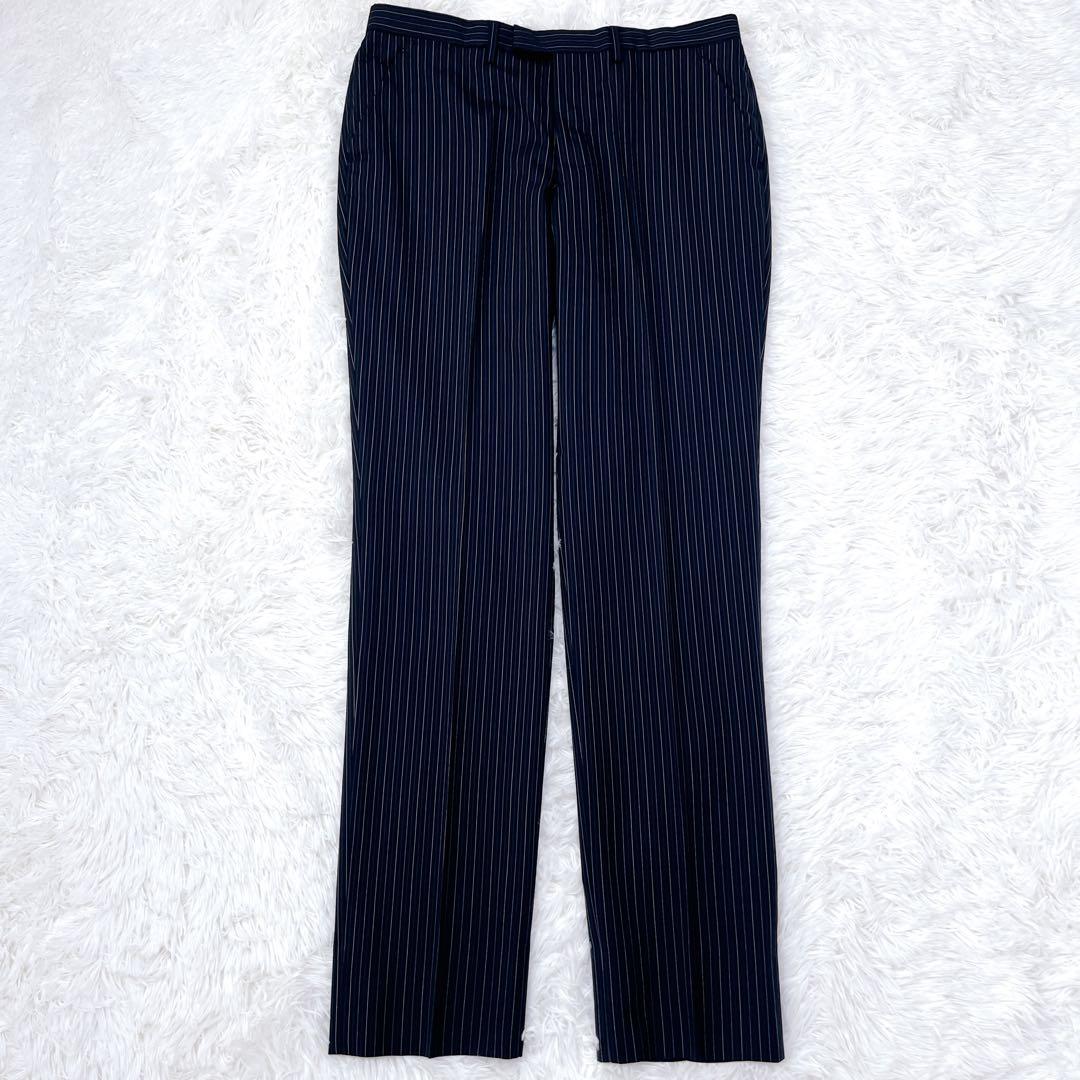 ✨希少✨ ポールスミス 花柄裏地 スーツ セットアップ 黒 紺 ストライプ L