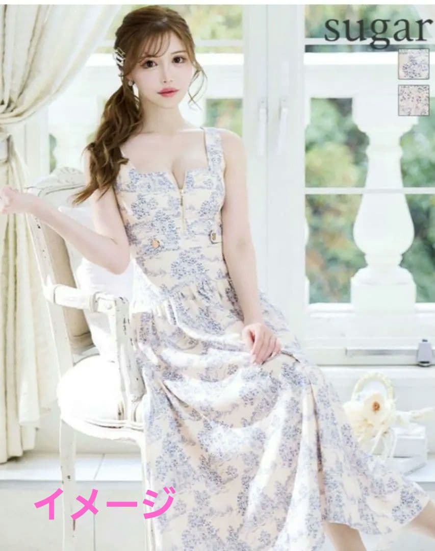 う*！様 花柄ノースリーブマキシドレス ローブドフルール キャバドレス