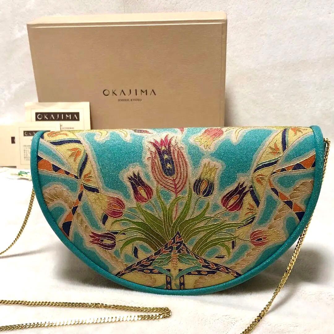 希少　岡重謹製 OKAJIMA 京友禅 金彩 唐花 葡萄唐草 正絹　シルク