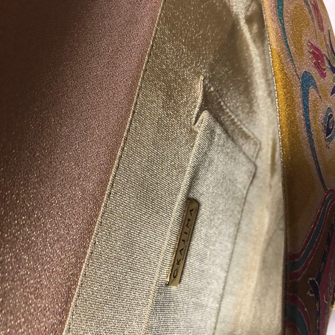 希少　岡重謹製 OKAJIMA 京友禅 金彩 唐花 葡萄唐草 正絹　シルク