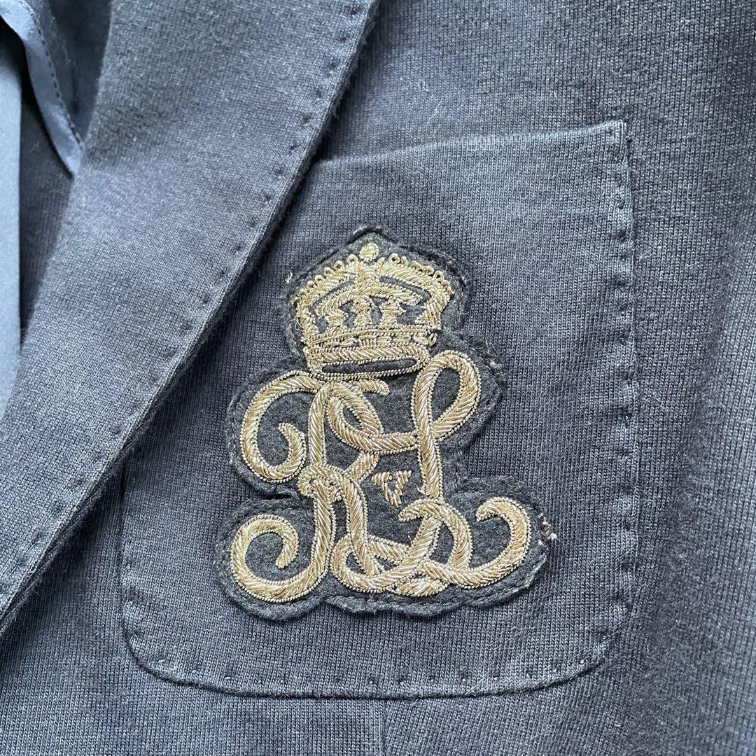 RALPH LAURENラルフローレン紺ブレ刺繍ワッペンブレエンブレム銀ボタン
