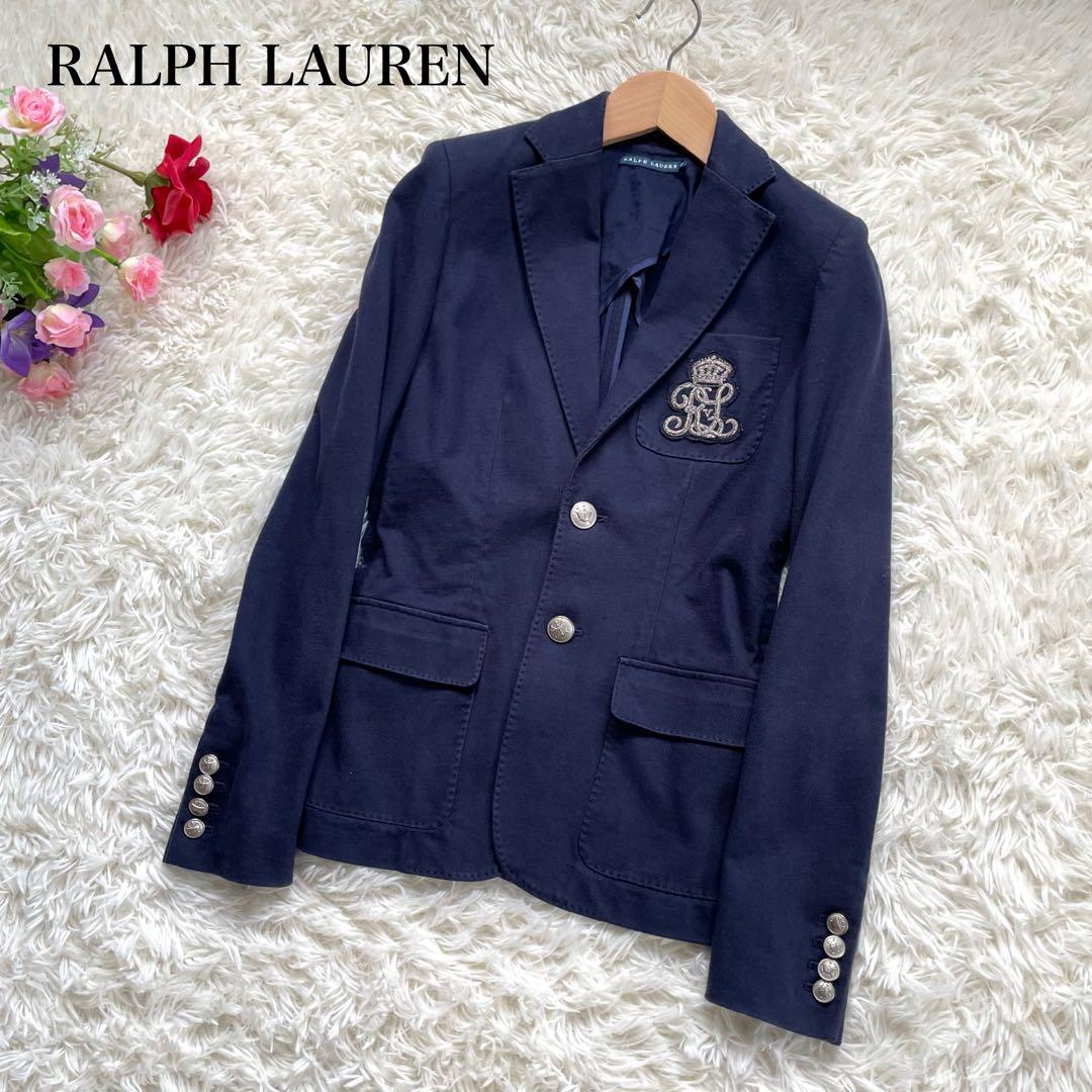 RALPH LAURENラルフローレン紺ブレ刺繍ワッペンブレエンブレム銀ボタン