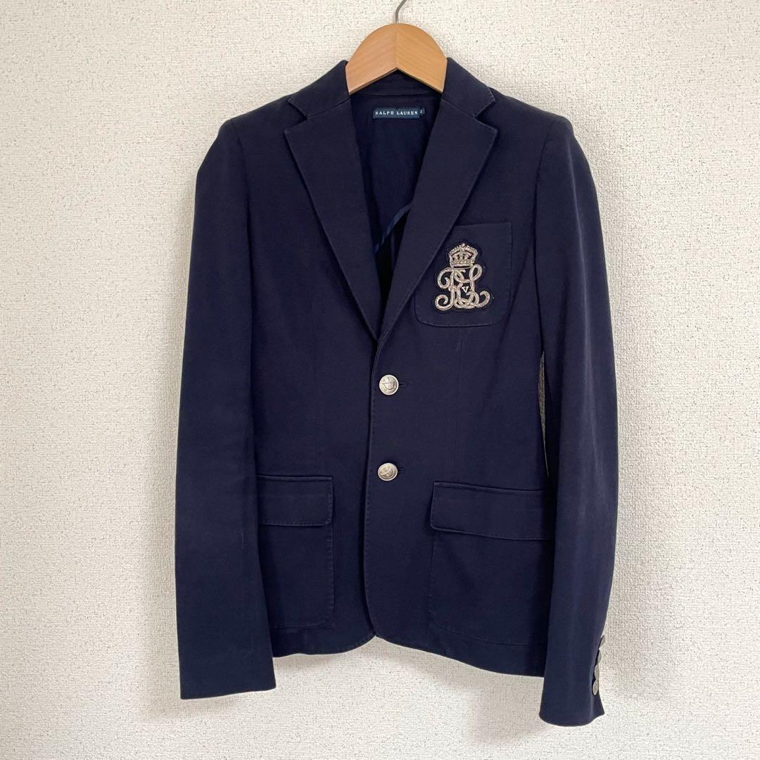 RALPH LAURENラルフローレン紺ブレ刺繍ワッペンブレエンブレム銀ボタン