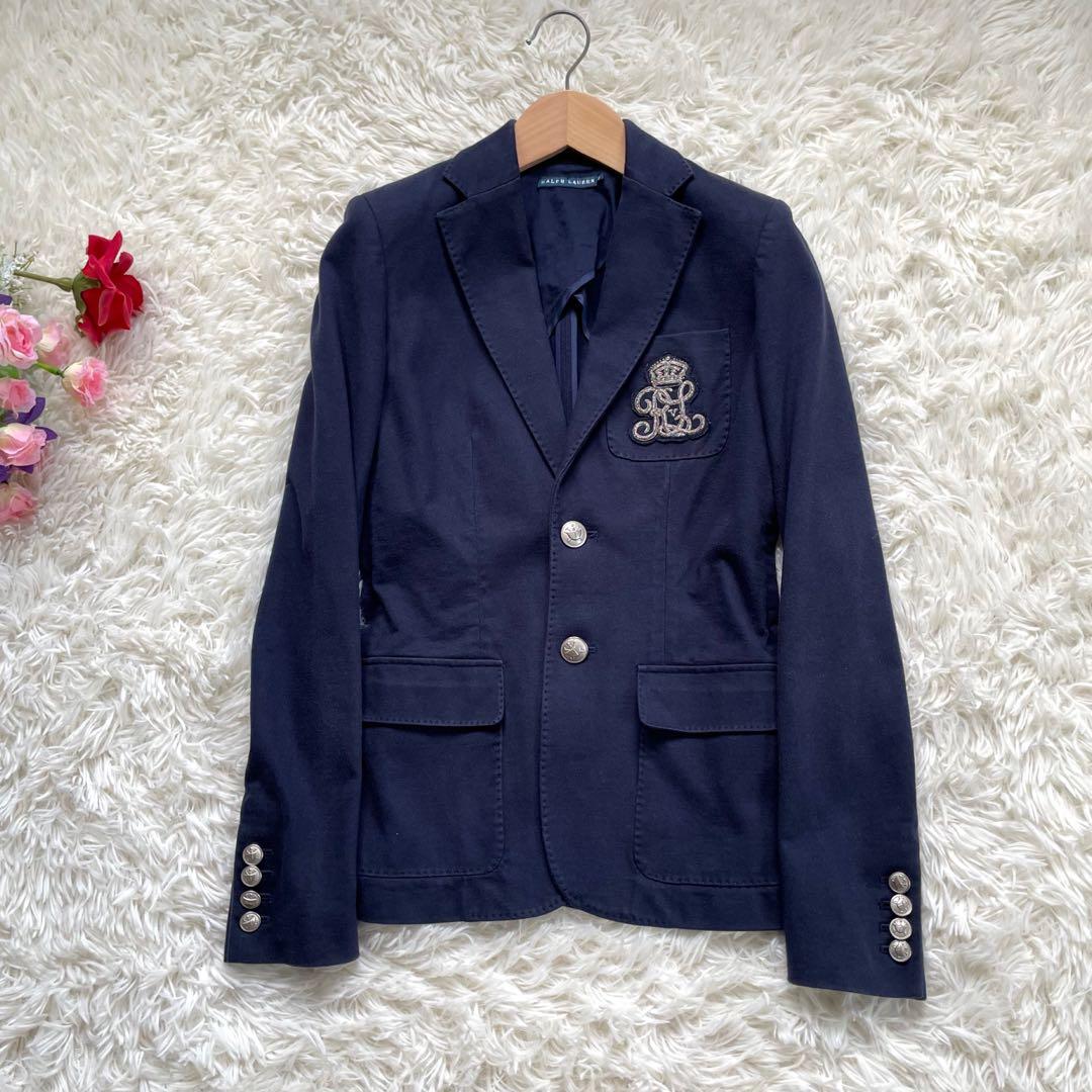 RALPH LAURENラルフローレン紺ブレ刺繍ワッペンブレエンブレム銀ボタン