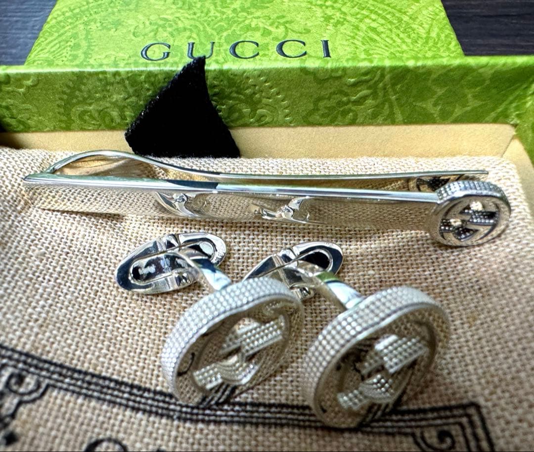 S*h様 【最終値下げ！】GUCCI グッチ カフスネクタイピンセット インター
